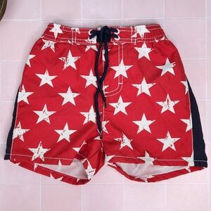 Kitestrings Patriotic Red Star-Patterned Swim Shorts